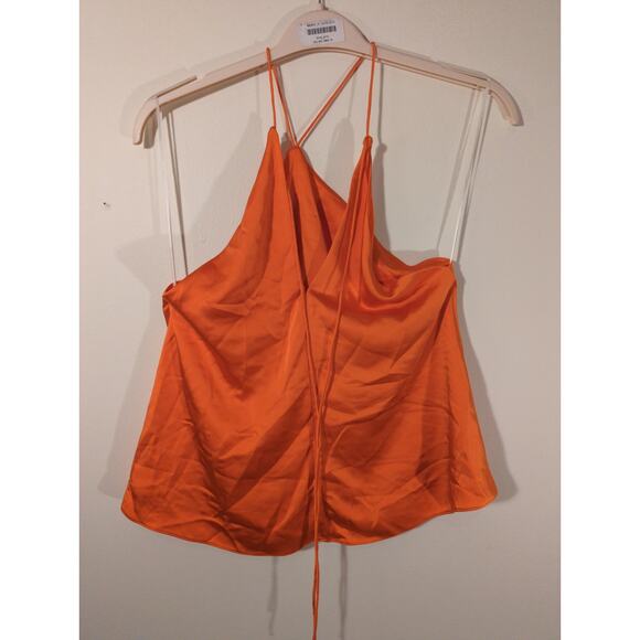 RTR Cobando Collective Sz 6 Orange Skinny Strap Sleeveless Halter Satin Tank Top - Picture 5 of 7